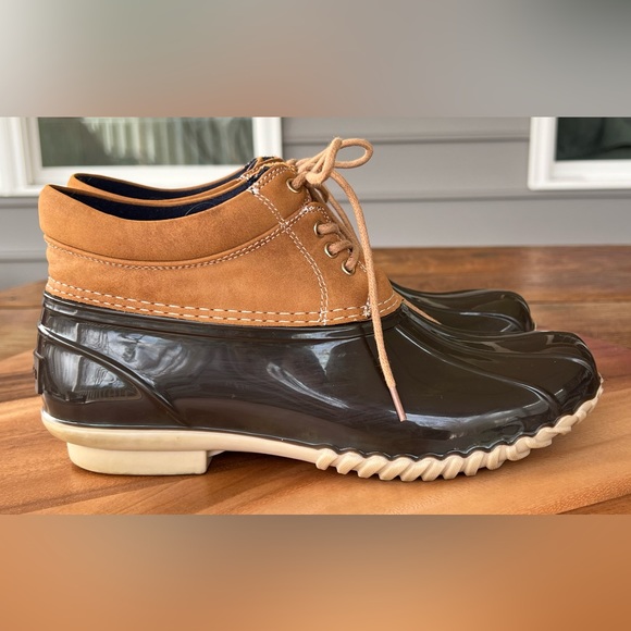 Tommy Hilfiger Low Rise Brown Tan Duck Boots Muck Rubber Size 8M - Picture 6 of 16